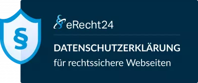 Siegel von eRecht24 für rechtssichere Websites Siegel von eRecht24 für rechtssichere Websites