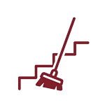 Bild zeigt das Icon eines Besens mit dem Symbol eines Treppenhauses Bild zeigt das Icon eines Besens mit dem Symbol eines Treppenhauses