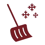 Bild zeigt das Icon eines Schneeschiebers und Schneeflocken Bild zeigt das Icon eines Schneeschiebers und Schneeflocken